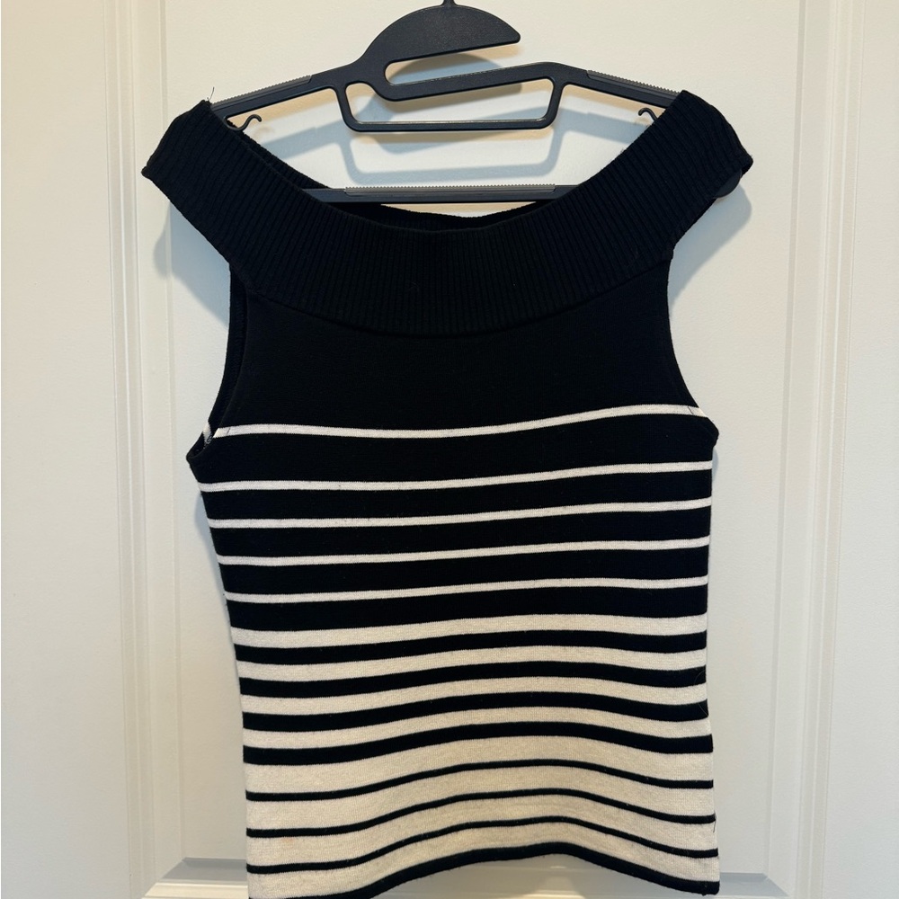 Black and White Striped Women's Top